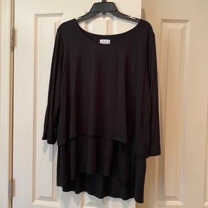 Joan Rivers Black tier top with 3/4 sleeves
